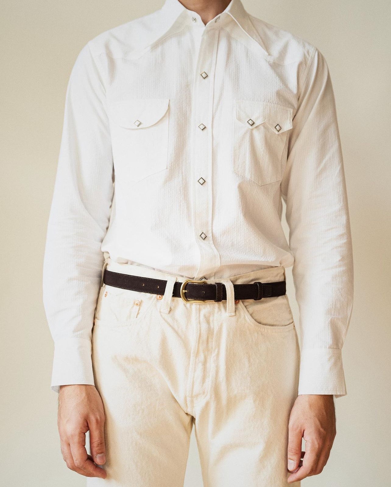 Diplomate White Seersucker Westerner Shirt