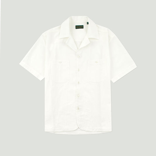 Diplomate White Cuban Camp-Collar Shirt