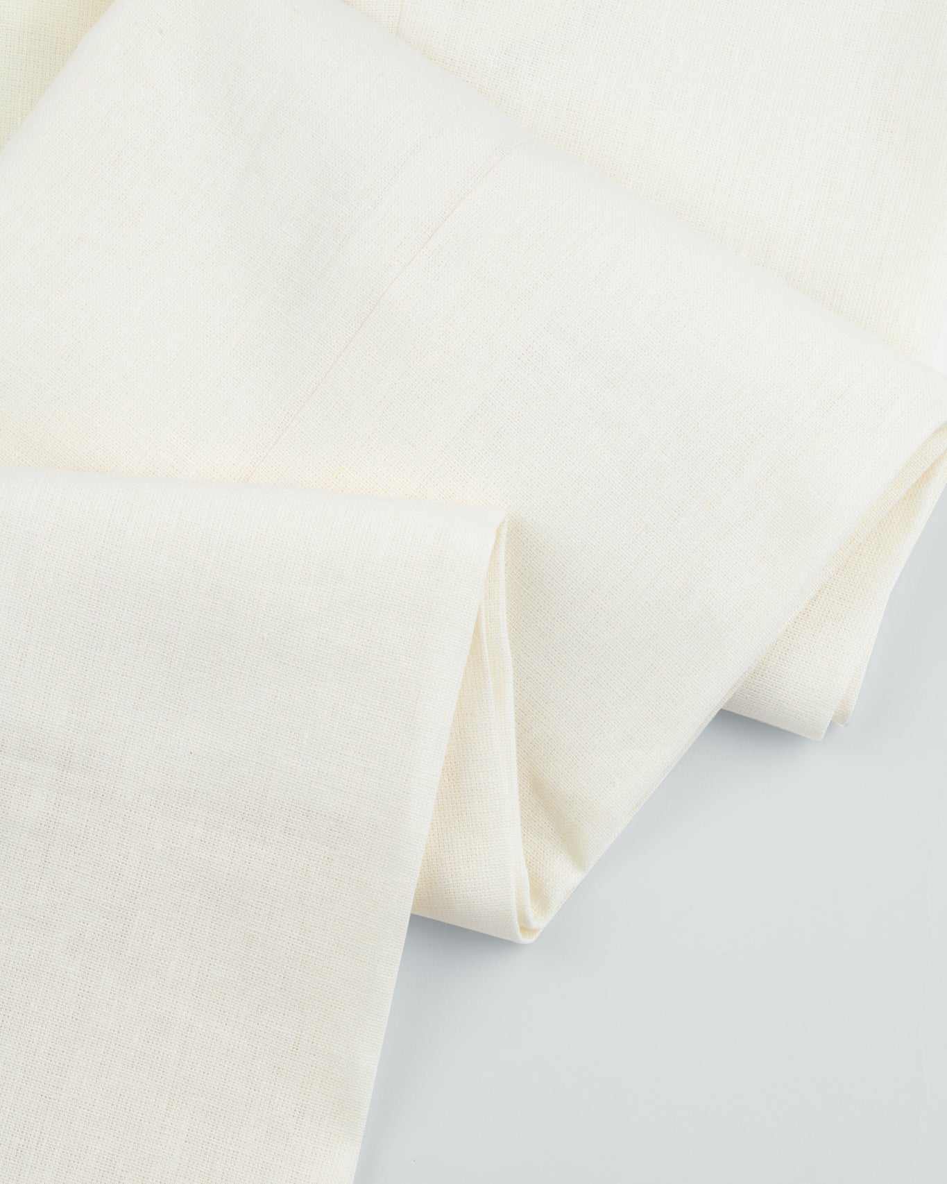 Ivory Linen Cotton Double Forward Pleated Trousers